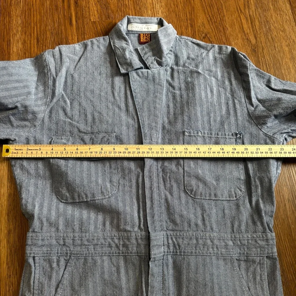 Big Ben Coveralls Mens 38 Blue Good Herringbone Vintage Workwear Boiler Suit
